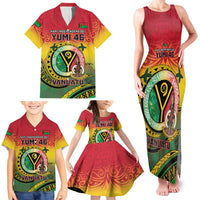 Personalised Vanuatu Family Matching Tank Maxi Dress and Hawaiian Shirt Yumi 45th Hapi Independens Dei - Reggae Version LT14