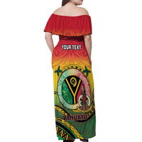 Personalised Vanuatu Off Shoulder Maxi Dress Yumi 45th Hapi Independens Dei - Reggae Version LT14
