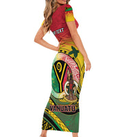 Personalised Vanuatu Short Sleeve Bodycon Dress Yumi 46th Hapi Independens Dei - Reggae Version LT14 - Polynesian Pride