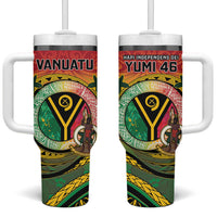 Vanuatu Tumbler With Handle Yumi 46th Hapi Independens Dei - Reggae Version LT14 One Size: 40 oz Reggae - Polynesian Pride