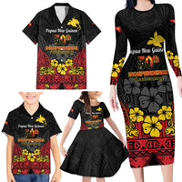 Papua New Guinea Independence Day Family Matching Long Sleeve Bodycon Dress and Hawaiian Shirt PNG Bird of Paradise 50th Anniversary LT14 - Polynesian Pride