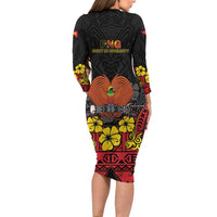 Papua New Guinea Independence Day Family Matching Long Sleeve Bodycon Dress and Hawaiian Shirt PNG Bird of Paradise 50th Anniversary LT14 - Polynesian Pride