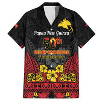 Papua New Guinea Independence Day Family Matching Off The Shoulder Long Sleeve Dress and Hawaiian Shirt PNG Bird of Paradise 50th Anniversary LT14 Dad's Shirt - Short Sleeve Black - Polynesian Pride