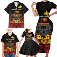 Papua New Guinea Independence Day Family Matching Short Sleeve Bodycon Dress and Hawaiian Shirt PNG Bird of Paradise 50th Anniversary LT14 - Polynesian Pride