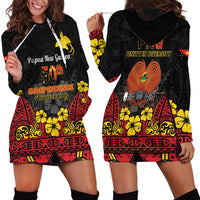 Papua New Guinea Independence Day Hoodie Dress PNG Bird of Paradise 50th Anniversary LT14 - Polynesian Pride