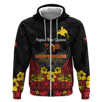 Papua New Guinea Independence Day Zip Hoodie PNG Bird of Paradise 50th Anniversary LT14 Zip Hoodie Black - Polynesian Pride