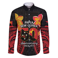 Papua New Guinea Independence Day Family Matching Off Shoulder Maxi Dress and Hawaiian Shirt PNG Since 1975 LT14 Dad's Shirt - Long Sleeve Black - Polynesian Pride