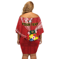 Personalised Tonga Independence Day Off Shoulder Short Dress Happy 54th Independence Anniversary Ngatu Pattern LT14 - Polynesian Pride