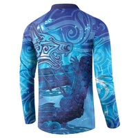 Kuri New Zealand Matariki Button Sweatshirt Aotearoa Dog Waka Maori New Year Galaxy Vibes LT14 - Polynesian Pride