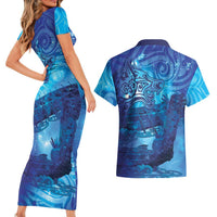 Kuri New Zealand Matariki Couples Matching Short Sleeve Bodycon Dress and Hawaiian Shirt Aotearoa Dog Waka Maori New Year Galaxy Vibes LT14 - Polynesian Pride