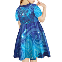 Kuri New Zealand Matariki Kid Short Sleeve Dress Aotearoa Dog Waka Maori New Year Galaxy Vibes LT14 - Polynesian Pride