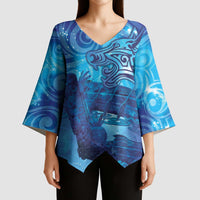 Kuri New Zealand Matariki Kimono Sleeve Blouse Aotearoa Dog Waka Maori New Year Galaxy Vibes LT14 - Polynesian Pride