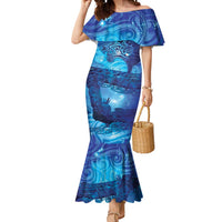Kuri New Zealand Matariki Mermaid Dress Aotearoa Dog Waka Maori New Year Galaxy Vibes LT14 Women Blue - Polynesian Pride
