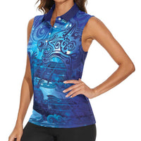 Kuri New Zealand Matariki Women Sleeveless Polo Shirt Aotearoa Dog Waka Maori New Year Galaxy Vibes LT14 - Polynesian Pride