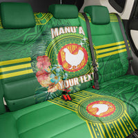 Personalized Manu'a Cession Day Back Car Seat Cover Tropical Flowers With Polynesian Pattern