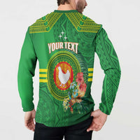 Personalized Manu'a Cession Day Button Sweatshirt Tropical Flowers With Polynesian Pattern