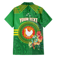 Personalized Manu'a Cession Day Family Matching Off The Shoulder Long Sleeve Dress and Hawaiian Shirt Tropical Flowers With Polynesian Pattern LT14 - Polynesian Pride