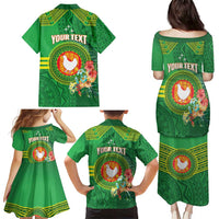 Personalized Manu'a Cession Day Family Matching Puletasi and Hawaiian Shirt Tropical Flowers With Polynesian Pattern