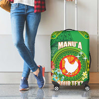 Personalized Manu'a Cession Day Luggage Cover Tropical Flowers With Polynesian Pattern