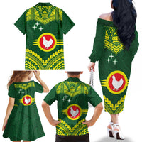 Manu'a Flag Day Family Matching Off The Shoulder Long Sleeve Dress and Hawaiian Shirt Polynesian Pattern National Color Proud LT14 - Polynesian Pride