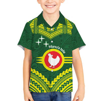 Manu'a Flag Day Family Matching Off Shoulder Short Dress and Hawaiian Shirt Polynesian Pattern National Color Proud