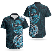 Asut Guam Chamorro Couples Matching Short Sleeve Bodycon Dress and Hawaiian Shirt Guahan Seal Tattoo LT14 - Polynesian Pride