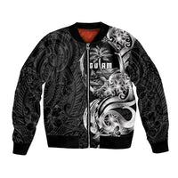 Attelong Guam Chamorro Bomber Jacket Guahan Seal Tattoo LT14 Unisex Black - Polynesian Pride