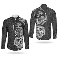 Attelong Guam Chamorro Couples Matching Summer Maxi Dress and Long Sleeve Button Shirt Guahan Seal Tattoo LT14 - Polynesian Pride