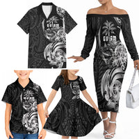 Attelong Guam Chamorro Family Matching Off The Shoulder Long Sleeve Dress and Hawaiian Shirt Guahan Seal Tattoo LT14 - Polynesian Pride