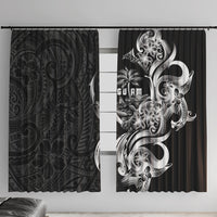Attelong Guam Chamorro Window Curtain Guahan Seal Tattoo LT14 With Hooks Black - Polynesian Pride