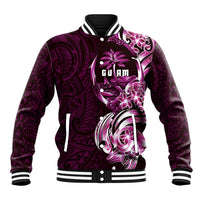 Kulot Di Rosa Guam Chamorro Baseball Jacket Guahan Seal Tattoo LT14 Unisex Pink - Polynesian Pride