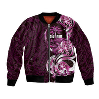 Kulot Di Rosa Guam Chamorro Bomber Jacket Guahan Seal Tattoo LT14 Unisex Pink - Polynesian Pride