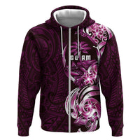 Kulot Di Rosa Guam Chamorro Hoodie Guahan Seal Tattoo LT14 Zip Hoodie Pink - Polynesian Pride