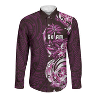 Kulot Di Rosa Guam Chamorro Long Sleeve Button Shirt Guahan Seal Tattoo LT14 Unisex Pink - Polynesian Pride