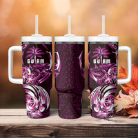 Kulot Di Rosa Guam Chamorro Tumbler With Handle Guahan Seal Tattoo LT14 - Polynesian Pride