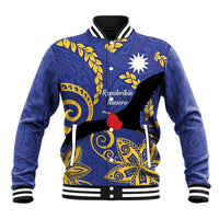 Nauru Angam Day Baseball Jacket Naoero Frigate Bird Polynesian Pattern LT14 Unisex Blue - Polynesian Pride