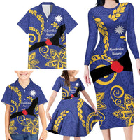 Nauru Angam Day Family Matching Long Sleeve Bodycon Dress and Hawaiian Shirt Naoero Frigate Bird Polynesian Pattern LT14 - Polynesian Pride