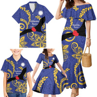 Nauru Angam Day Family Matching Mermaid Dress and Hawaiian Shirt Naoero Frigate Bird Polynesian Pattern LT14 - Polynesian Pride