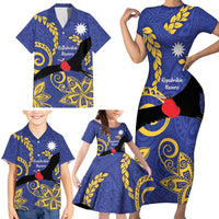 Nauru Angam Day Family Matching Short Sleeve Bodycon Dress and Hawaiian Shirt Naoero Frigate Bird Polynesian Pattern LT14 - Polynesian Pride