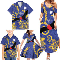 Nauru Angam Day Family Matching Summer Maxi Dress and Hawaiian Shirt Naoero Frigate Bird Polynesian Pattern LT14 - Polynesian Pride