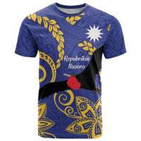 Nauru Angam Day T Shirt Naoero Frigate Bird Polynesian Pattern LT14 Blue - Polynesian Pride
