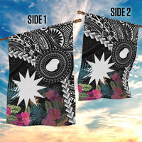 Black Nauru Garden Flag Naoero Map With Polynesian Tropical Flowers LT14 - Polynesian Pride