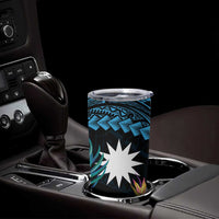 Blue Nauru Tumbler Cup Naoero Map With Polynesian Tropical Flowers