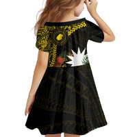 Gold Nauru Family Matching Off The Shoulder Long Sleeve Dress and Hawaiian Shirt Naoero Map With Polynesian Tropical Flowers LT14 - Polynesian Pride