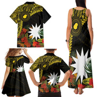 Gold Nauru Family Matching Tank Maxi Dress and Hawaiian Shirt Naoero Map With Polynesian Tropical Flowers LT14 - Polynesian Pride