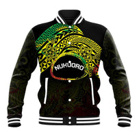 Personalised Nukuoro Atoll Baseball Jacket Polynesian Tattoo Curves Reggae Version