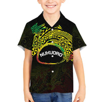 Personalised Nukuoro Atoll Family Matching Long Sleeve Bodycon Dress and Hawaiian Shirt Polynesian Tattoo Curves Reggae Version LT14 Son's Shirt Reggae - Polynesian Pride