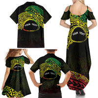 Personalised Nukuoro Atoll Family Matching Summer Maxi Dress and Hawaiian Shirt Polynesian Tattoo Curves Reggae Version LT14 - Polynesian Pride