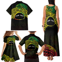 Personalised Nukuoro Atoll Family Matching Tank Maxi Dress and Hawaiian Shirt Polynesian Tattoo Curves Reggae Version LT14 - Polynesian Pride