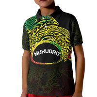 Personalised Nukuoro Atoll Kid Polo Shirt Polynesian Tattoo Curves Reggae Version